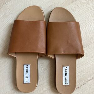 Steve Madden Brown Leather Slide Sandals